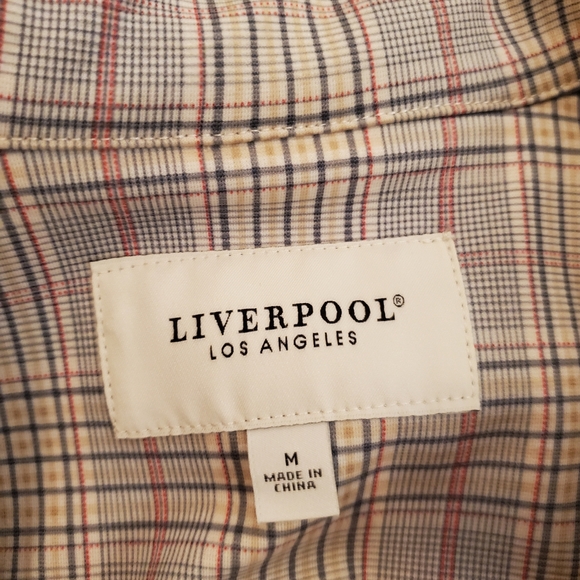 LIVERPOOL Los Angeles Gray White Glen Plaid Knit Open Front Boyfriend Blazer M - Picture 10 of 12